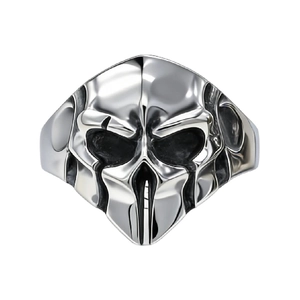 Vintage Spartan helmet skull ring for men in antique silver finish titanium steel