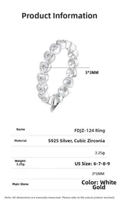 Macro shot of S925 sterling silver heart-cut cubic zirconia ring with specifications