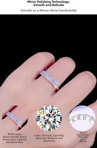Detail of S925 silver ring with cubic zirconia baguette stones and nano plating