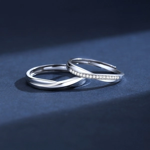 Bagues Mobius en argent sterling S925 pour couples avec pavage de zircons brillants