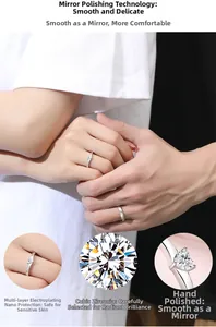 Detail of 925 silver couple rings with cubic zirconia and multi-layer plating finish