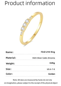 Detailed specs of S925 sterling silver gold ring with cubic zirconia stones