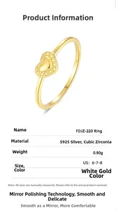 Détails de la bague coeur en argent S925 avec poids et tailles US 6 à 8