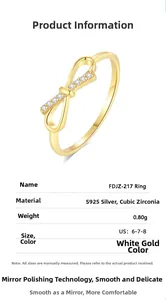 Tableau de spécifications détaillé pour bague nœud en argent S925 et zircone cubique