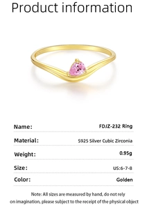 Details des S925 Silber Rings in Gold mit einem birnenförmigen rosa Zirkonia