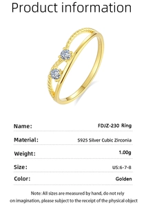 Detail view of gold S925 silver double layer ring with cubic zirconia and rope texture