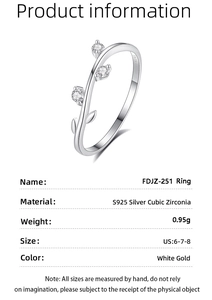 Macro shot of S925 sterling silver branch leaf ring with cubic zirconia inlay details
