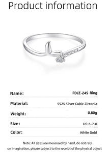 Détails du produit bague queue de poisson en argent S925 avec zircons cubiques