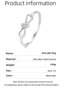 Macro view of S925 sterling silver infinity ring with sparkling cubic zirconia stones