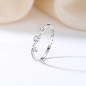 Minimalist S925 sterling silver ring featuring three sparkling round zircon stones