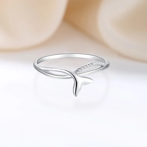 Bague queue de poisson élégante en argent sterling S925 avec texture de corde tressée
