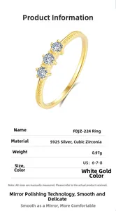 Technical specifications for S925 silver ring with three cubic zirconia stones