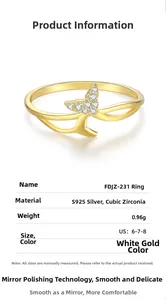 Détails de la bague queue de poisson en argent S925 avec zircons et plaqué or blanc