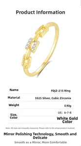 Detail specifications of s925 sterling silver chain ring with cubic zirconia inlay