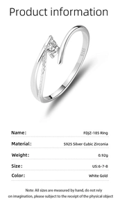 Macro detail of S925 sterling silver twist ring with round cubic zirconia setting