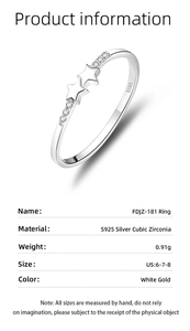 Specifiche dettagliate dell'anello a stella in argento S925 con pesi e dimensioni