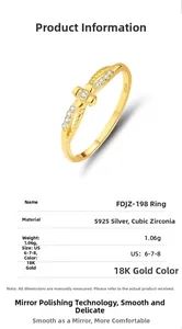 Detailed specs of S925 sterling silver flower ring with 18K gold plating and CZ stones