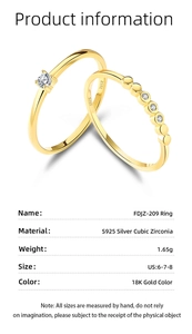 Spécifications de la bague en argent S925 avec plaquage or 18K et oxyde de zirconium