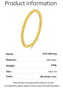 Detailed view of S925 silver twist ring with 18K gold plating and weight specifications