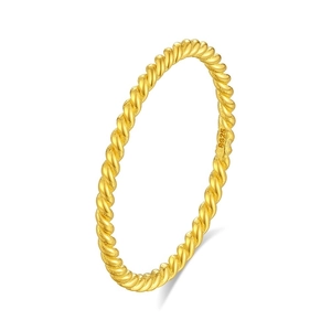 Elegant 925 sterling silver gold plated twisted rope ring for stacking style