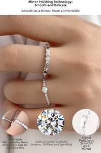 Macro detail of cubic zirconia stone and polished S925 silver rings with plating