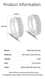 Specifiche dettagliate delle dimensioni per orecchini a cerchio S925 in argento e cz