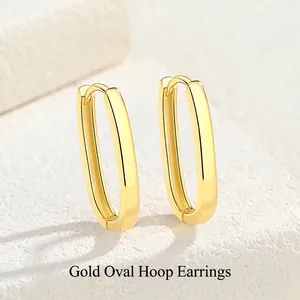 Minimalist U Shaped Hoop Earrings 925 Sterling Silver Geometric Rectangular Ear Buckles Fashion Jewelry For Women Daily Wear