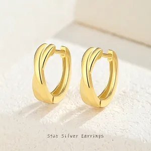 Minimalist 925 Sterling Silver Crisscross Twist Hoop Earrings Simple Geometric Huggie Earrings For Women Fashion Jewelry