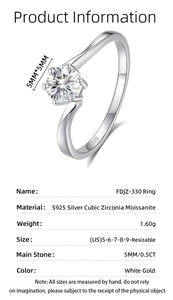 Detailed view of S925 silver ring with 0.5ct moissanite in six-prong setting