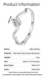 Detailed specs of S925 silver 0.3ct moissanite ring with wavy twisted band design