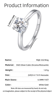 Detaillierte Übersicht mit S925-Silberstempel und Maßen des 1-Karat-Moissanit-Rings