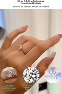 Vue détaillée de la bague moissanite à six griffes avec finition argent poli et pavé