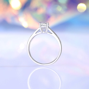Classic S925 sterling silver ring with a 0.5CT round brilliant cut moissanite in 4-prong setting
