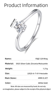 Makroaufnahme des S925 Sterlingsilberrings mit einem runden 0,3CT Moissanit-Stein