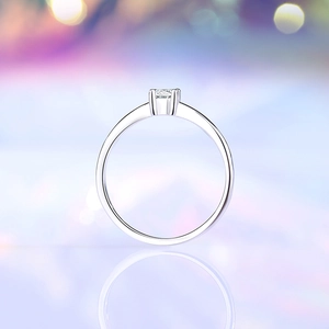 Elegant S925 silver moissanite ring with a classic round cut stone and four-prong setting