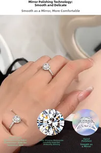 Detailansicht des S925 Silber-Moissanit-Rings mit Nanobeschichtung und spiegelpoliertem Finish