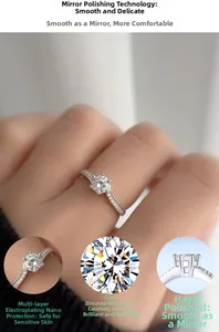 Detail of S925 silver ring featuring 0.5ct moissanite stone and mirror-polished finish