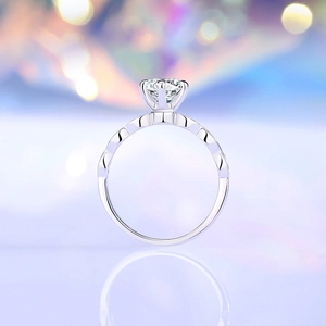 Bague de fiançailles classique en Moissanite argent S925 avec serti à six griffes