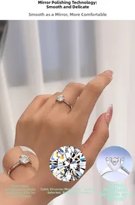 Détail d'une bague en argent sterling 925 moissanite 1CT avec sertissage à six griffes