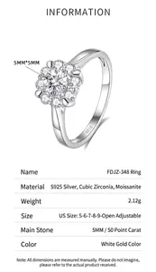 Detailed view of S925 sterling silver ring with 0.5ct moissanite and floral halo setting