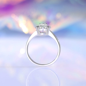 Elegant S925 sterling silver floral moissanite ring with a cluster flower design for women