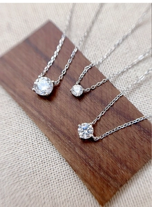 Detailed comparison of three different sizes of 925 silver moissanite pendant necklaces