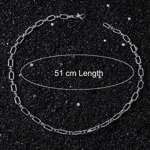 Collana da uomo 51 cm in acciaio inossidabile a maglia ovale stile Hip-Hop su pietra