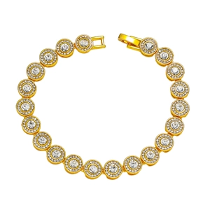 Hip Hop Style Wide Round Rhinestone Splicing Bracelet For Men Women Alloy Electroplated Geometric Fashion Party Jewelry
