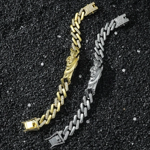 Bracelets cubains St. Jude or et argent style hip hop avec strass brillants sertis