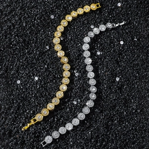 Luxurious 8mm gold and silver iced out round link tennis bracelets for men