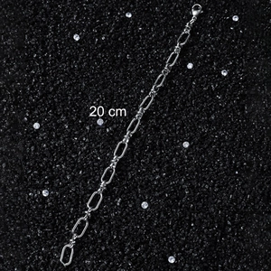 Bracelet hip hop pour homme en acier inoxydable poli à maillons ovales, longueur 20 cm