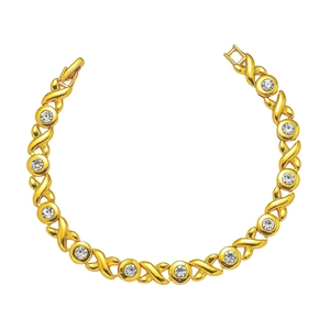 Men's 8mm hip hop gold XO chain bracelet with sparkling round clear zircons