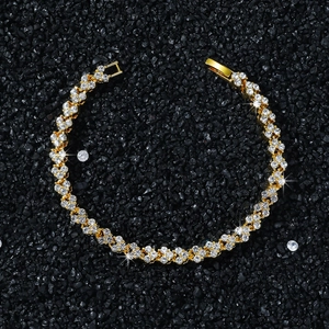 Men's hip hop 6mm heart link tennis bracelet with gold plating and sparkling zircon stones