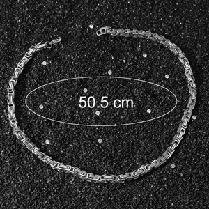 Collier chaîne hip-hop de 6 mm en acier inoxydable argenté, longueur 50,5 cm
